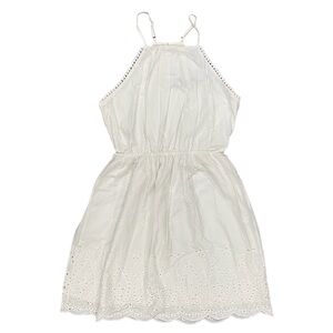 BLUE RAIN White High Neck Cotton Dress Small